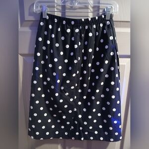 VINTAGE Double Sided Black & White Polkadot Mid-Long Rise Women's Skirt Size 10